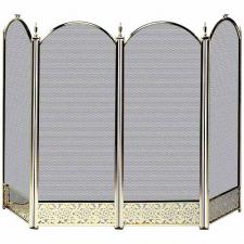 Uniflame 3 Panel Ornate Fully Cast Solid Brass Fireplace Screen