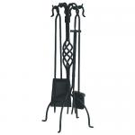 View: Black Wrought Iron Fireplace Tool Set Uniflame f-1053