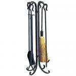 View: Black Wrought Iron Fireplace Tool Set Uniflame f-1128