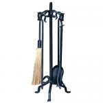 View: Black Wrought Iron Fireplace Tool Set Uniflame f-1267