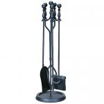 View: Black Wrought Iron Fireplace Tool Set Uniflame f-1625