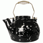 View: Black Porcelain Kettle with White Speckles - 2.5 Quart