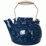 View: Blue Porcelain Kettle with White Speckles - 2.5 Quart 